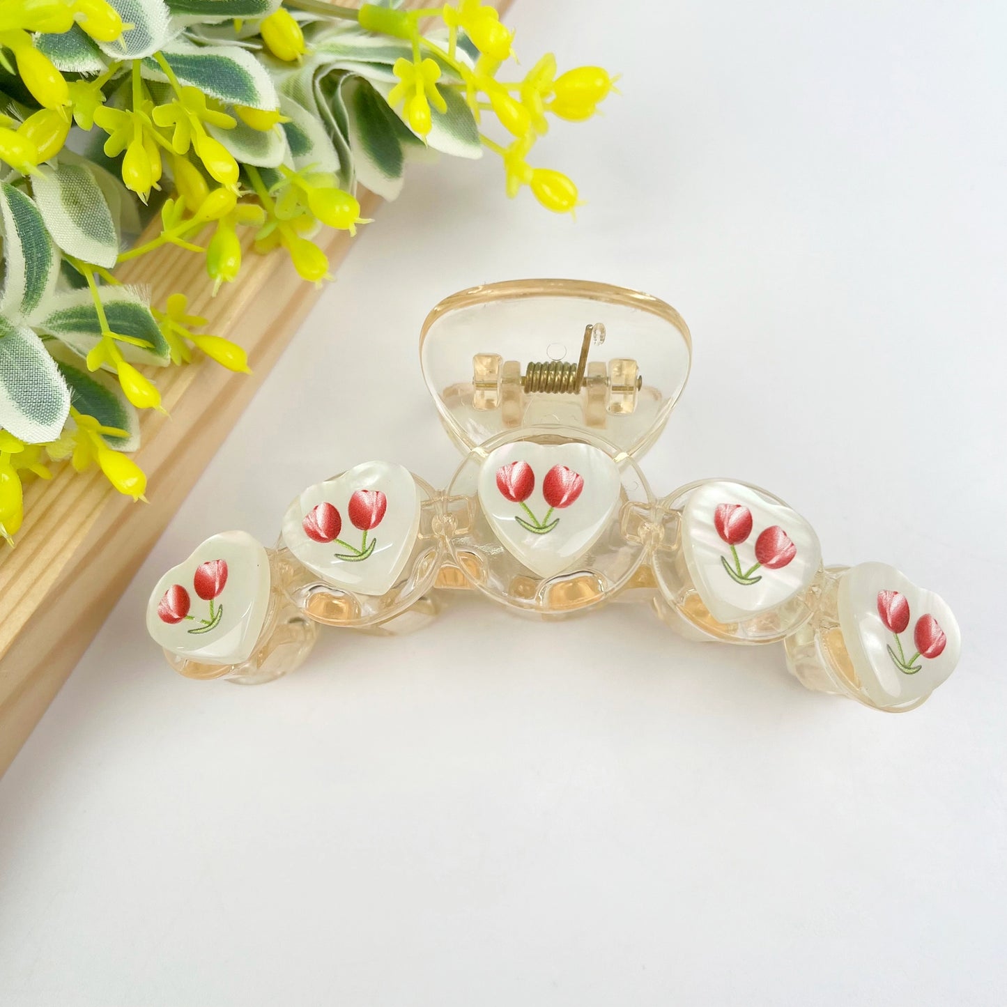 Tulip Flower Heart Hair Claw Clip