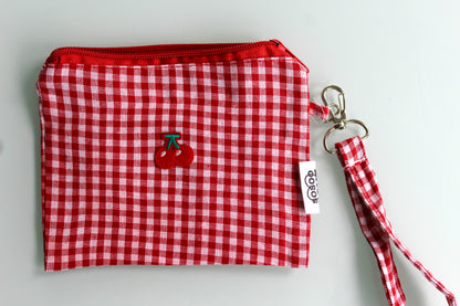 Cherry Canvas Makeup Bag