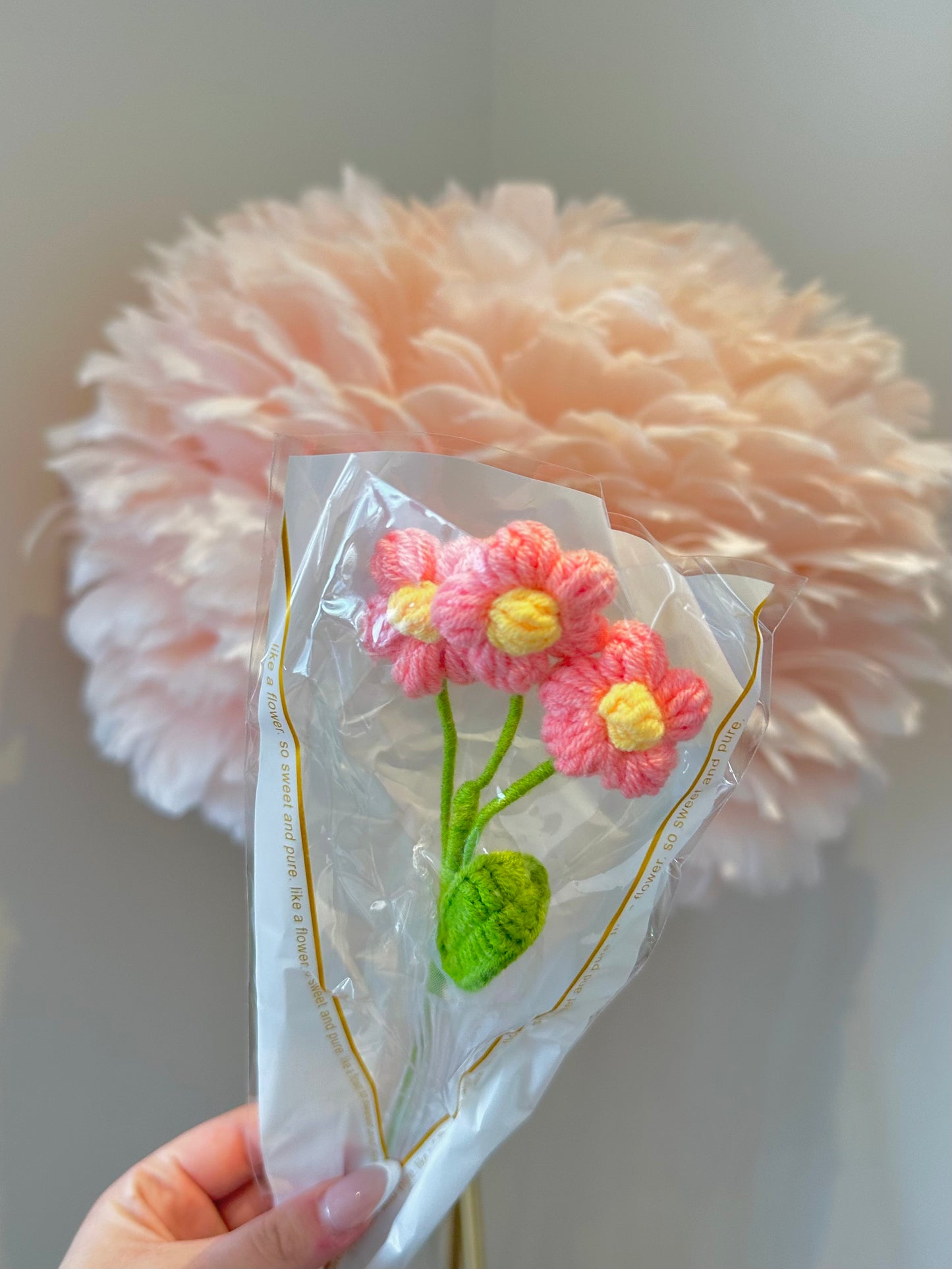 Pink Crotchet Flower Bouquet