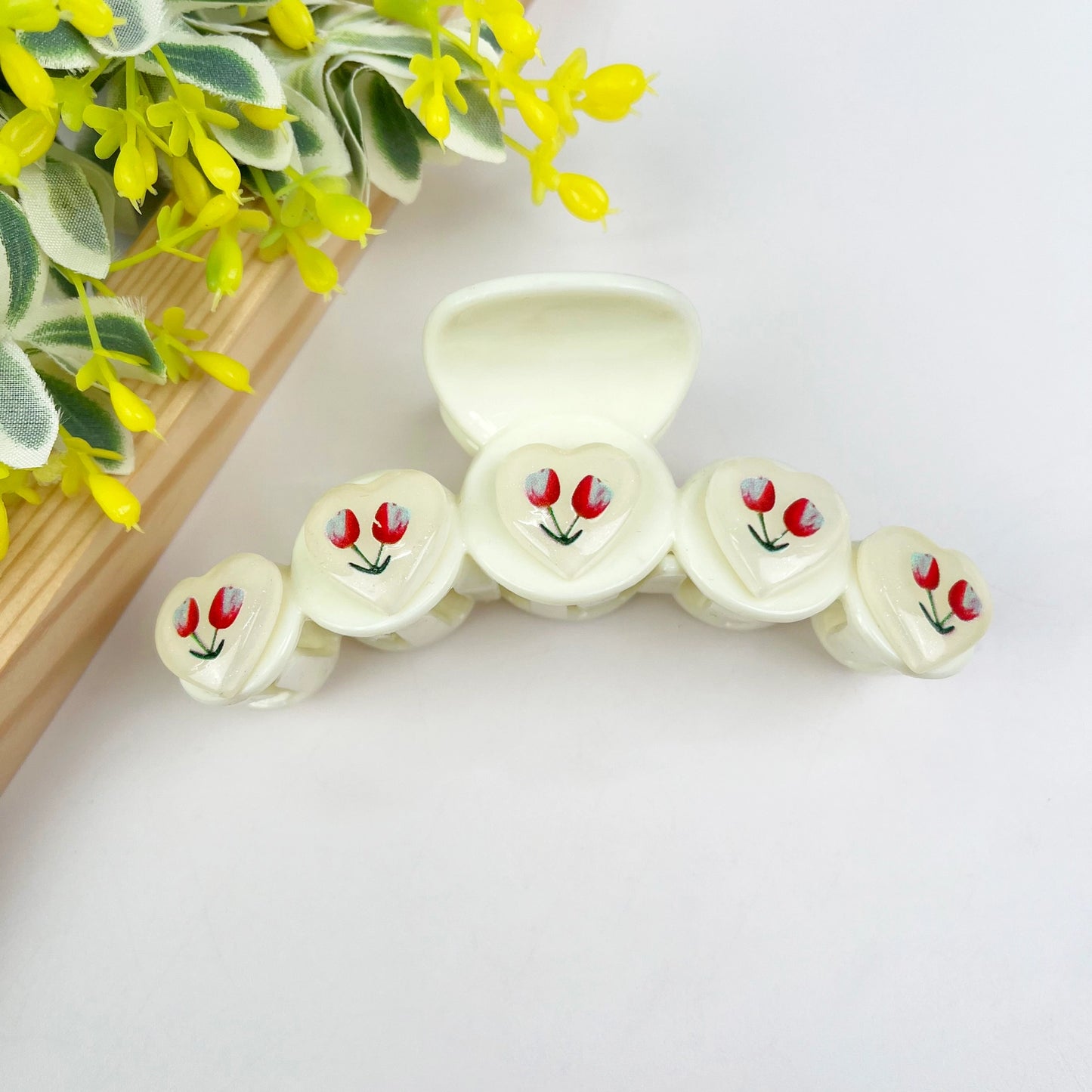 Tulip Flower Heart Hair Claw Clip